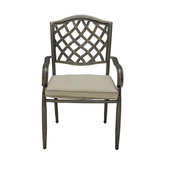 Canora Grey Turbeville Cast Aluminum Outdoor Arm Dining Chair Patio